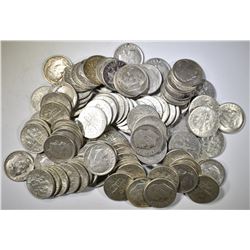 100-MIXED DATE CIRC 90% SILVER DIMES
