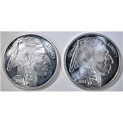 2-2014 0NE OUNCE .999 SILVER INDIAN/BUFFALO