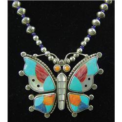 Zuni Inlay Butterfly Necklace -  B 