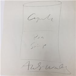 Signed Andy Warhol Campbellâ€™s Soup Sketch