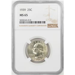 1939 Washington Quarter Coin NGC MS65