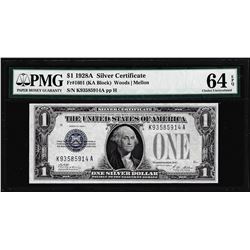 1928A $1 Funnyback Silver Certificate Note Fr.1601 PMG Choice Uncirculated 64EPQ