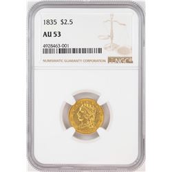 1835 $2 1/2 Classic Head Quarter Eagle Gold Coin NGC AU53