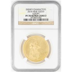 2014 $200 Proof Niue Disney Goofy Gold Coin NGC PF70 Ultra Cameo