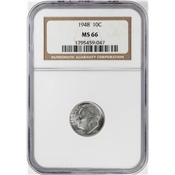 1948 Roosevelt Dime Coin NGC MS66