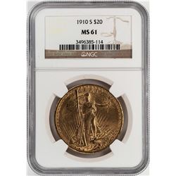 1910-S $20 St. Gaudens Double Eagle Gold Coin NGC MS61