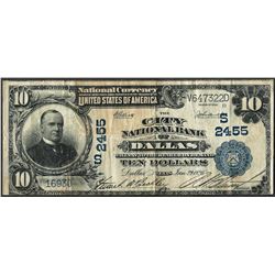 1902 $10 City NB of Dallas, TX CH# 2455 National Currency Note