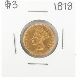 1878 $3 Indian Princess Head Gold Coin