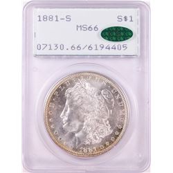 1881-S $1 Morgan Silver Dollar Coin PCGS MS66 CAC Green Rattler Holder