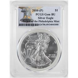 2016-P $1 American Silver Eagle Coin PCGS Gem BU Struck at the Philadelphia Mint