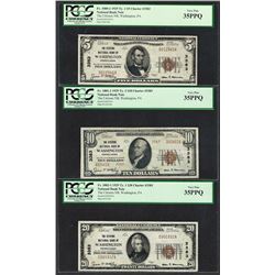 1929 $5/10/20 Citizens NB Washington, PA CH# 3383 National Currency Notes PCGS VF35PPQ