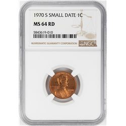 1970-S Small Date Lincoln Cent Coin NGC MS64RD