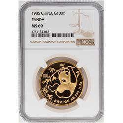 1985 China 100 Yuan Panda Gold Coin NGC MS69