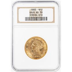 1883 $10 Liberty Head Eagle Gold Coin NGC AU58 Bass Collection