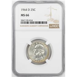 1964-D Washington Quarter Coin NGC MS66