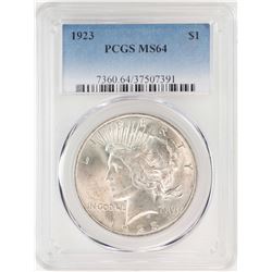 1923 $1 Peace Silver Dollar Coin PCGS MS64