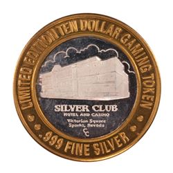 .999 Silver Silver Club Casino Sparks, NV $10 Limited Edition Casino Gaming Token