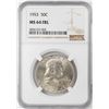 Image 1 : 1953 Franklin Half Dollar Coin NGC MS64FBL
