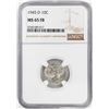 Image 1 : 1945-D Mercury Dime Coin NGC MS65FB