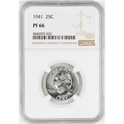 1941 Proof Washington Quarter Coin NGC PF66