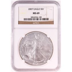 2007 $1 American Silver Eagle Coin NGC MS69