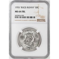 1955 "Bugs Bunny" Franklin Half Dollar Coin NGC MS64FBL
