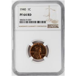 1940 Proof Lincoln Wheat Cent Coin NGC PF64RD