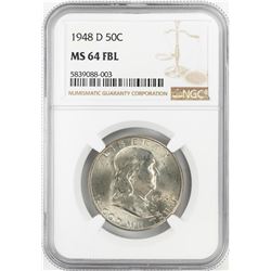 1948-D Franklin Half Dollar Coin NGC MS64FBL