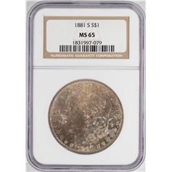 1881-S $1 Morgan Silver Dollar Coin NGC MS65 Nice Toning