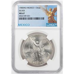 1985Mo Mexico 1 Onza Libertad Silver Coin NGC MS67