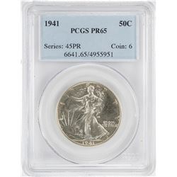 1941 Proof Walking Liberty Half Dollar Coin PCGS PR65