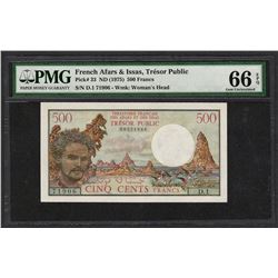 1975 Tresor Public French Afras & Issas 500 Francs Note PMG Gem Uncirculated 66EPQ