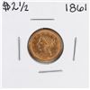 Image 1 : 1861 $2 1/2 Liberty Head Quarter Eagle Gold Coin
