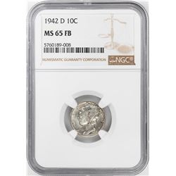 1942-D Mercury Dime Coin NGC MS65FB