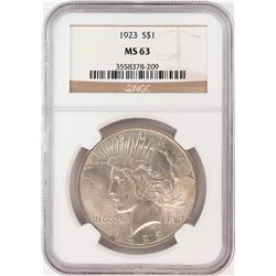 1923 $1 Peace Silver Dollar Coin NGC MS63