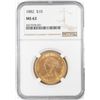 Image 1 : 1882 $10 Liberty Head Eagle Gold Coin NGC MS62