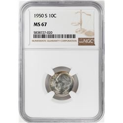 1950-S Roosevelt Dime Coin NGC MS67