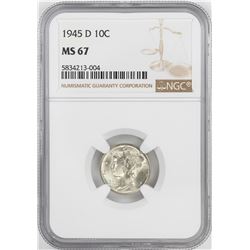 1945-D Mercury Dime Coin NGC MS67