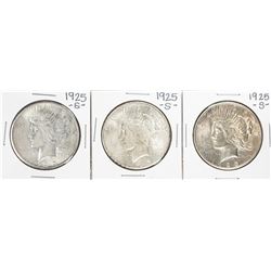 Lot of (3) 1925-S $1 Peace Silver Dollar Coins