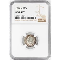 1960-D Roosevelt Dime Coin NGC MS65FT