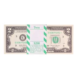 Pack of (100) Consecutive 2017A $2 Federal Reserve STAR Notes Philadelphia