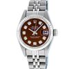 Image 2 : Rolex Ladies Stainless Steel Brown Diamond Quickset Datejust Wristwatch