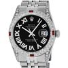 Image 2 : Rolex Mens Stainless Steel Diamond & Ruby Datejust Wristwatch With Rolex Box