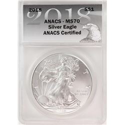 2018 $1 American Silver Eagle Coin ANACS MS70
