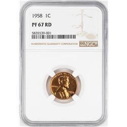1958 Proof Lincoln Cent Coin NGC PF67RD