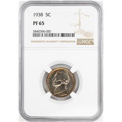 1938 Proof Jefferson Nickel Coin NGC PF65