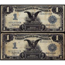 Lot of (2) 1899 $1 Black Eagle Silver Certificate Notes