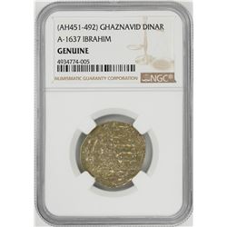 AH451-492 Ghaznavid Dinar A-1637 Ibrahim Gold Coin NGC Genuine