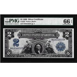 1899 $2 Mini-Porthole Silver Certificate Note Fr.255 PMG Gem Uncirculated 66EPQ