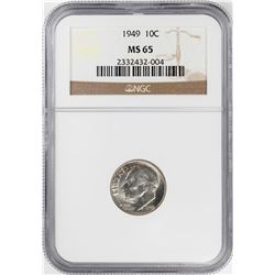 1949 Roosevelt Dime Coin NGC MS65